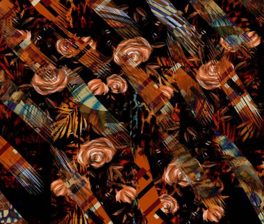 Renkli leopar deseni. Modern moda baskıları. Tekstil çizimi. Tekstil kumaş deseni.