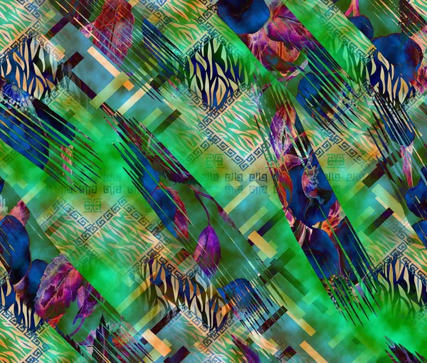 Renkli leopar deseni. Modern moda baskıları. Tekstil çizimi. Tekstil kumaş deseni.