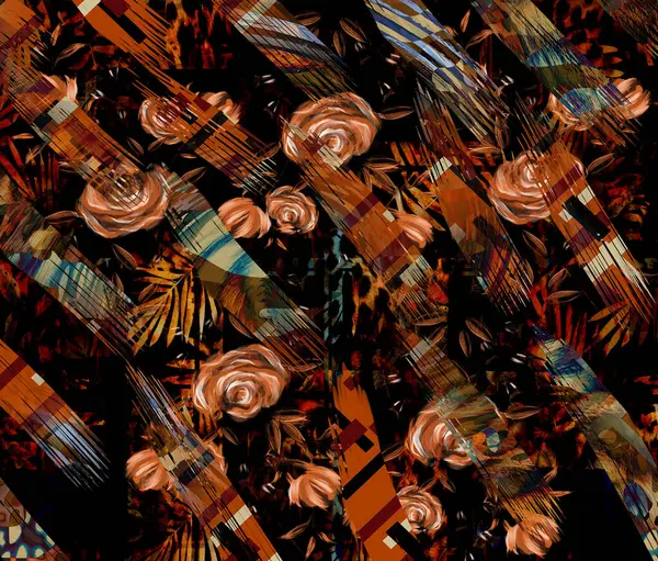 Renkli leopar deseni. Modern moda baskıları. Tekstil çizimi. Tekstil kumaş deseni.