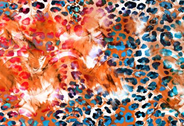 Renkli leopar baskısı. Soyut El Çizimi Sıvı Kravat Mermer Desen Geometrik Dalgalı Arka plan. Tekstil mayo deseni. Psikedelik soyut desen. Renkli fütüristik desen.