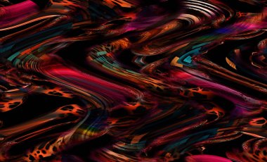 Renkli leopar baskısı. Soyut El Çizimi Sıvı Kravat Mermer Desen Geometrik Dalgalı Arka plan. Tekstil mayo deseni. Psikedelik soyut desen. Renkli fütüristik desen.