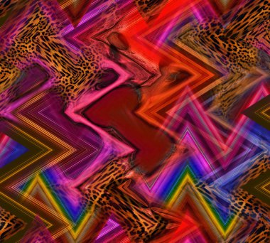 Renkli moda desenleri. Tekstil deseni. Tekstil deseni. Fraktal renkli desen. Yazdırma deseni..