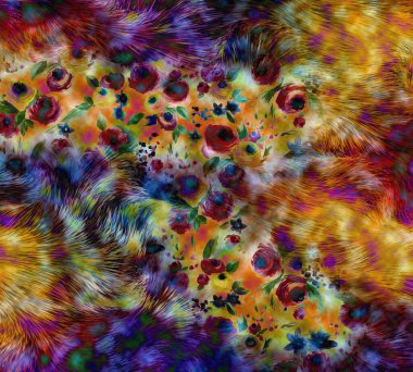 Renkli moda desenleri. Tekstil deseni. Tekstil deseni. Fraktal renkli desen. Yazdırma deseni..