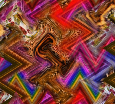 Renkli moda desenleri. Tekstil deseni. Tekstil deseni. Fraktal renkli desen. Yazdırma deseni..