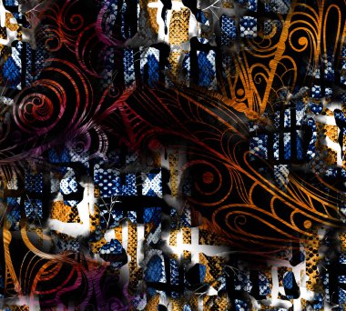 Renkli moda desenleri. Tekstil deseni. Tekstil deseni. Fraktal renkli desen. Yazdırma deseni..