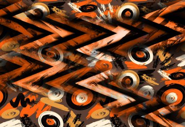 Dijital efektler. Kumaş deseni. Canlı soyut arkaplan. Renkli desen. Geometrik desen. Şölen dekorasyonu. Kumaş izleri, desenler, tekstil izleri, kıyafet desenleri, renkli çizgiler.