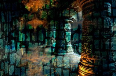 Dijital efektler. Kumaş deseni. Canlı soyut arkaplan. Renkli desen. Geometrik desen. Şölen dekorasyonu. Kumaş izleri, desenler, tekstil izleri, kıyafet desenleri, renkli çizgiler.