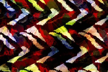 Geometri tekerrür deseni, doku arka planı, renkli desen çalışması ve tekstil deseni. Moda baskısı. Moda ve şık bir arka plan. Renkli dalgalı parlak yüzey dokusu.