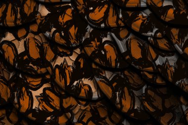 Geometri tekerrür deseni, doku arka planı, renkli desen çalışması ve tekstil deseni. Moda baskısı. Moda ve şık bir arka plan. Renkli dalgalı parlak yüzey dokusu.