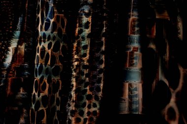 Doku arka planına sahip geometri tekrarları, kusursuz renkli desenler ve tekstil desenleri. Moda baskısı. Moda ve şık bir arka plan. Renkli dalgalı parlak yüzey dokusu.