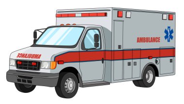 Ambulans çizgi filminin vektör illüstrasyonu