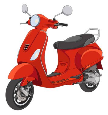 Kırmızı Scooter çizgi filminin vektör illüstrasyonu