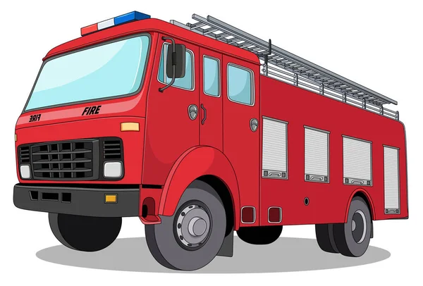 Vector Illustration Fire Engine Cartoon — Stock Vector