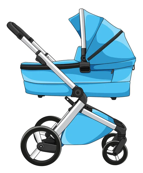 Ilustração Vetorial Desenhos Animados Carrinho Bebê Azul —  Vetores de Stock
