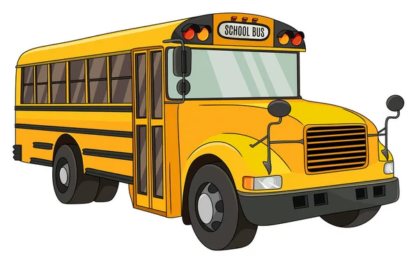 Векторна Ілюстрація Шкільного Автобуса Жовтому Кольорі Мультфільм — стоковий вектор