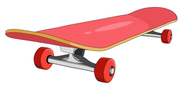 Vector illustration of red skateboard cartoon