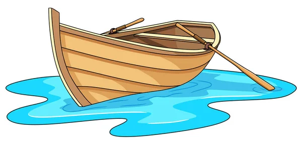 Wooden Boat Cartoon Vector Illustration — Stock Vector