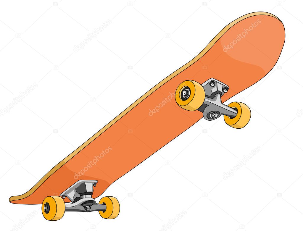 Vector illustration of orange skateboard cartoon