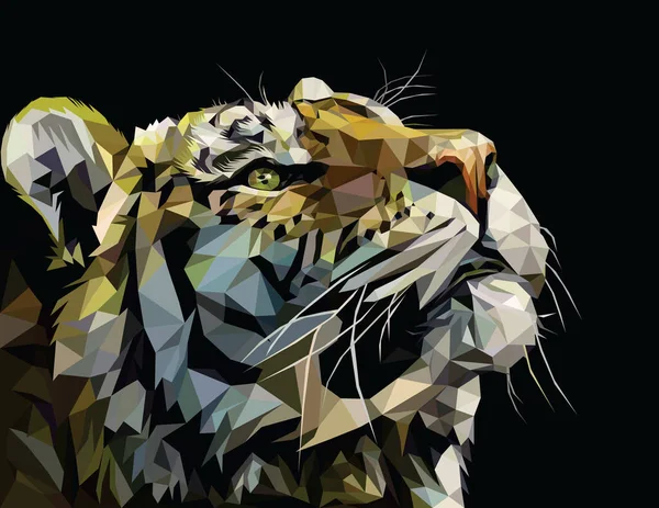 Low Poly Vektor Kunst Der Tigerillustration — Stockvektor
