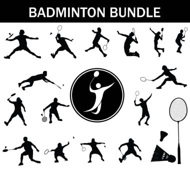 Badminton Siluet Çubuğu: 124; Logolu Badminton Oyuncuları Koleksiyonu ve Badminton Ekipmanı