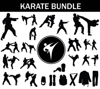Karate Silueti (Karate Silueti) (1244; Karate Oyuncuları Koleksiyonu) Logosu ve Karate Ekipmanı