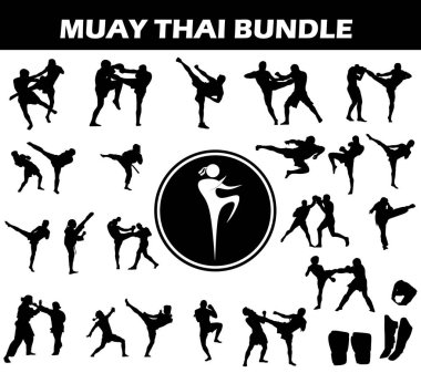 Muay Thai Siluet Çubuğu (124); Logolu Muay Thai Oyuncuları Koleksiyonu ve Muay Thai Ekipmanları