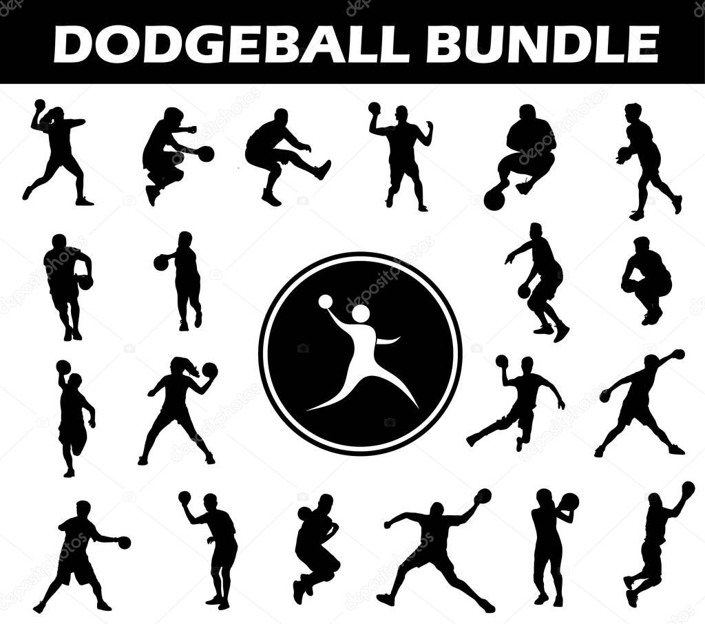 Dodgeball Silhouette Bundle | Collection of Dodgeball Players with Logo and Dodgeball Equipment