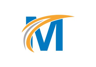 M harfinin baş harfi Alfabe logosu vektör biçiminde tasarlandı. İş ve Şirket Kimliği Logosu