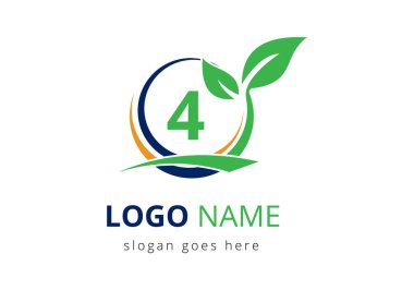 Mektup 4 Tarım Logosu. Tarım Çiftliği Logosu Pastane, Ekmek, Kek, Ev Endüstrisi İş Kimliği Alfabesine dayanıyor. Tarım ve tarım logosu tasarımı