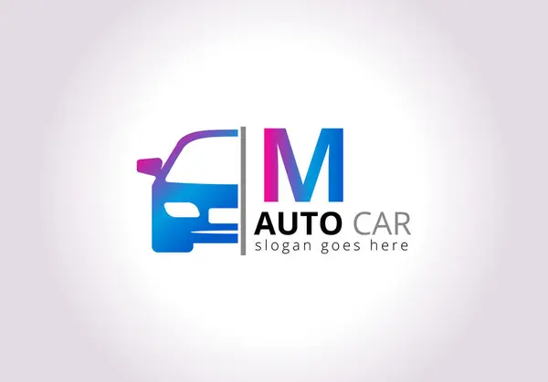 M Harfi Araba Logosu Şablon İlham, Vektör İllüstrasyonu, Araç Logosu, Otomotiv Logosu