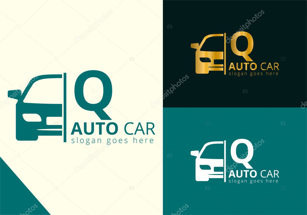 Letter Q Car Logo Design Template Inspiration, Vector Illustration