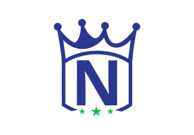 N harfi kral taç tasarım taşıyıcı şablonu. Kral tacı şablonlu harf logo tasarımı