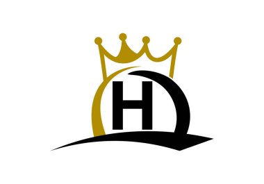 H harfi King Crown Logo Tasarım Vektör Şablonu.