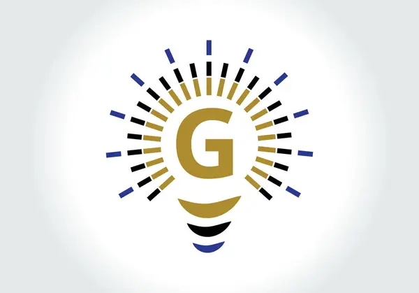 G harfi Ampul Logosu Tasarım Vektör Şablonu. Harf Logotype İşaret Sembollü Ampul
