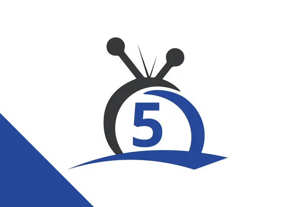 Mektup 5: Televizyon Logosu Tasarım Konsepti. kanal TV logo vektör illüstrasyonu