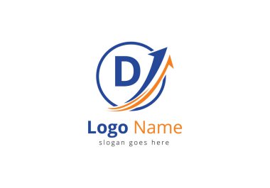 D harfi konseptli finans logosu. Finansal ya da başarı logosu. Muhasebe işi ve şirket kimliği logosu