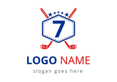 7. harf vektör şablonundaki hokey logosu. Buz Hokeyi Rozeti Logo Şablonu