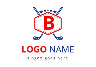 B harfi vektör şablonundaki hokey logosu. Buz Hokeyi Rozeti Logo Şablonu