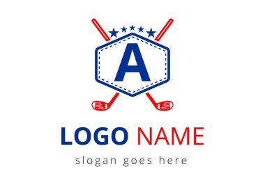A harfi vektör şablonundaki hokey logosu. Buz Hokeyi Rozeti Logo Şablonu