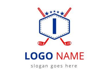Birinci harf vektör şablonundaki hokey logosu. Buz Hokeyi Rozeti Logo Şablonu