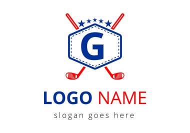 G harfi vektör şablonundaki hokey logosu. Buz Hokeyi Rozeti Logo Şablonu