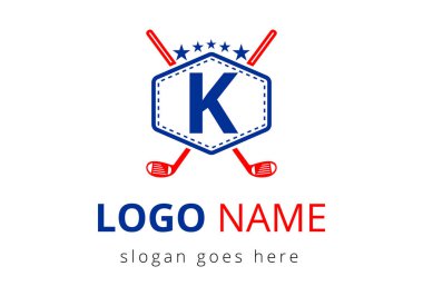 K harfi vektör şablonunda hokey logosu. Buz Hokeyi Rozeti Logo Şablonu