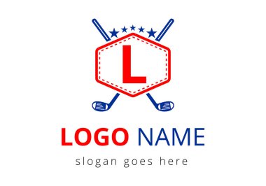 L harfi vektör şablonunda hokey logosu. Buz Hokeyi Rozeti Logo Şablonu