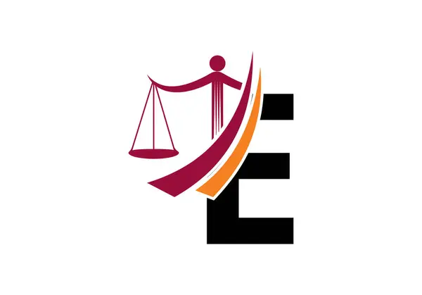 E harfinin baş harfleri, üzerinde kanun sembolü olan harfler. Avukat ve Adalet, Hukuk, Hukuk, Hukuk Bürosu, Ölçek, Logo Şablonu