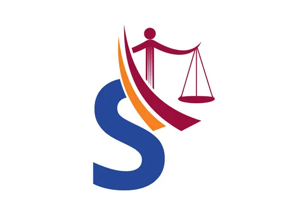 S harfinin baş harfleri alfabede ve işaret sembolü var. Avukat ve Adalet, Hukuk, Hukuk, Hukuk Bürosu, Ölçek, Logo Şablonu