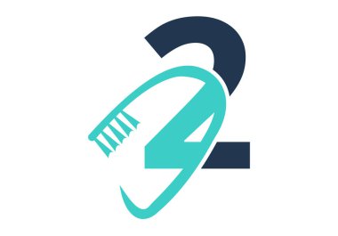 İlk harf 2 Diş Logosu Diş fırçası Sembolü ile birleşiyor. Diş Bakımı logosu vektör şablonu dizayn etti