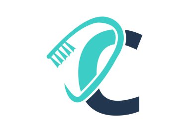 Baş harf C Diş Logosu Diş fırçası Sembolü ile birleşiyor. Diş Bakımı logosu vektör şablonu dizayn etti