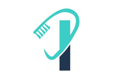 İlk harf I Diş Tarak Sembolü ile birleştir. Diş Bakımı logosu vektör şablonu dizayn etti