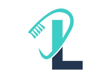 Baş harf L Diş Logosu Diş fırçası Sembolü ile birleşiyor. Diş Bakımı logosu vektör şablonu dizayn etti