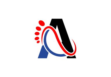 Harf A Foot Logo Tasarım Vektör Şablonu.